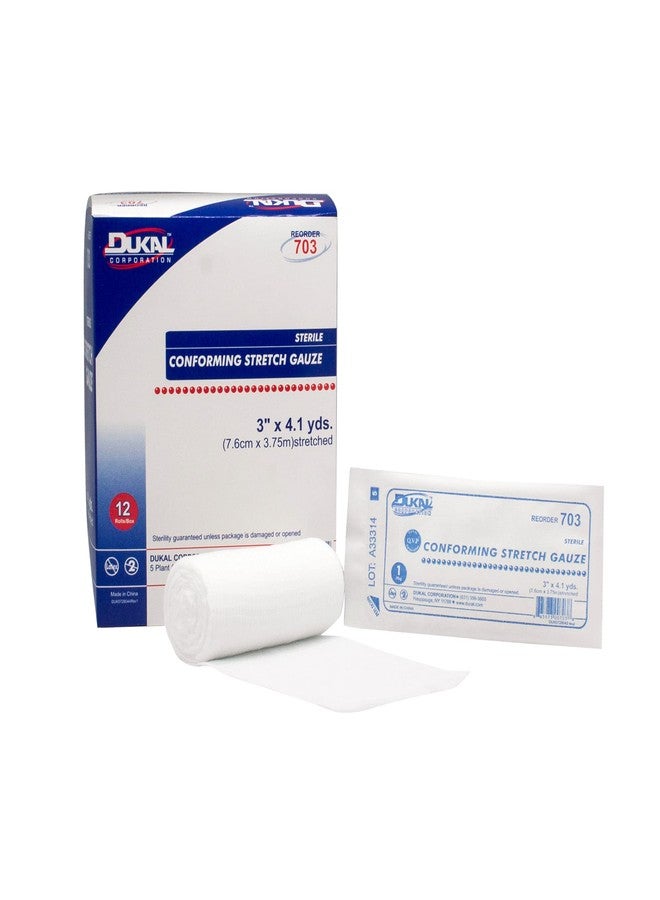 DUKAL 703 Conforming Stretch Gauze Bandage, 3" x 4.1 yd, Sterile - Image 1
